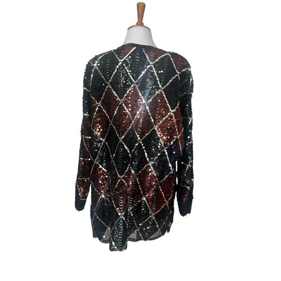 Vintage 1990s Givenchy En Plus Sequin Open Front Jacket Cardigan 14 - Picture 6 of 9